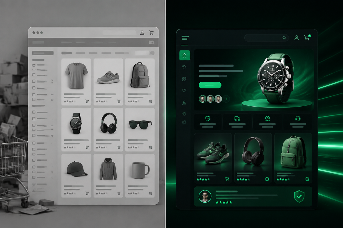 Comparacion theme generico vs Ecomdrop 2.5