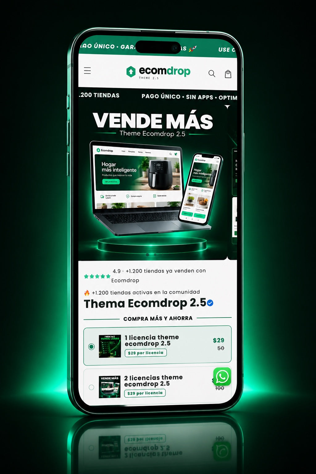 Tienda movil con el Theme Ecomdrop 2.5